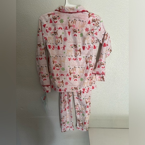 RUDOLPH THE RED NOSE REINDEER kids 2 piece all over print button up pijama set-M - Picture 7 of 9